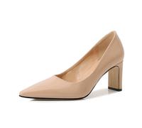3 Inch High Heels for Women | 7.5cm Block Heel Pointed Toe Pumps for Wedding, Office, Dances, Birthday Party | Multiple Colors,Beige,2 UK