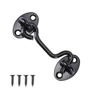 3 Inch Hook and Eye Latch, 1Pcs 75mm Black Gate Hook Stainless Steel Cabin Hook, Hook Eye Latch Door Lock Hook Lock, Latch Apply to Wooden Gates, Window Brace Gate Door Catch (Black, 75mm)