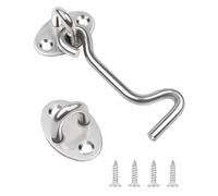 3 Inch Hook and Eye Latch, Leryati 1Pcs 75mm Silver Gate Hook Stainless Steel Cabin Hooks, Eye Latch Door Lock Hooks Lock, Apply to Wooden Gates, Window Brace Gate Door Catch