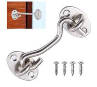 3 Inch Hook and Eye Latch, Stainless Steel Cabin Gate Hook and Eye Latch, 75mm Cabin Hooks for Wooden Gates Door Gate Window Closet Shed Hardware Catch Silent Holder (Silver, 75mm)