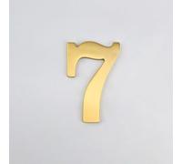 3 Inch House Numbers Modern Metal Brass Door Number 8cm Golden Mailbox Address Letters Sign Exterior Decorative, for Hotel Room Apartment Office Wall Decor Plaque Cafe Garden Yard Street(7)