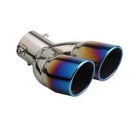 3 Inch Inlet Car Dual Exhaust Tip Tail Pipe Outlet Nozzle Rolled Edge Slant Cut Bent Tailpipe Bolt-on Muffler(Blue)