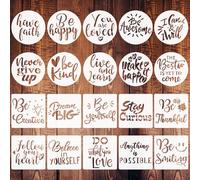 3 Inch Inspirational Word Stencils, 20 PCS Motivational Stencils Reusable Mylar Template Inspirational Quotes Stencils for Painting on Wood Wall Home Decor