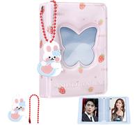 3 Inch Kpop Photocard Binder, Cute Kpop Photocard Holder Book Mini Photo Kpop Album, Hollow Kpop Binder Collector Book 40 Pockets Photo Card Holder with Lovely Pendant for Photo Collection