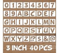 3 Inch Letter and Number Stencils, 40 Pcs Letter and Numbers Templates Reusable Plastic Alphabet Spray Paint Stencils for Painting on Wood, Wall, Fabric Wood, Wall, Fabric, Rock, Signage