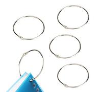 3 Inch Loose Leaf Binder Rings, Metal Book Rings Easy to Open and Close, Round Shower Curtain Hooks, Circular Hinged Key Rings Clasp for Crafts, Cards, Home School Office (5 PCS)