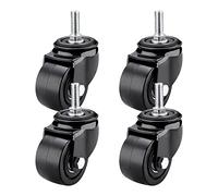 3-Inch Low Center of Gravity Black Polypropylene Swivel Casters with M12 Mounting, 66mm Wheel Diameter, Heavy Duty, Smooth Rolling, Perfect for Furniture and Equipment