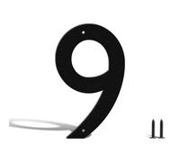 3 Inch Metal House Numbers and Letters, Black Modern Address Signs, Outdoor Mailbox Numbers With Nail kit, for Houses, hotels, apartments, streets (Number 9)