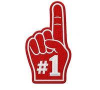 3 Inch Number One Foam Finger Embroidered Patch Iron On Sew On Applique, Decorative Fabric Badge for Jackets Backpacks Hats Jeans Vests Tote Bags Clothes Gift