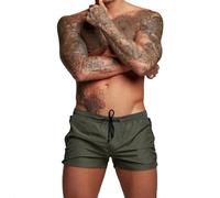 3 Inch Quick Dry Mens Athletic Gym Workout Sports Shorts Swim Trunks with Mesh Lining and Zipper Pockets, Olive, S