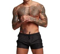 3 Inch Quick Dry Mens Athletic Gym Workout Sports Shorts Swim Trunks with Mesh Lining and Zipper Pockets, Black, XXL