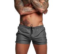 3 Inch Quick Dry Mens Athletic Gym Workout Sports Shorts Swim Trunks with Mesh Lining and Zipper Pockets, Gray, S