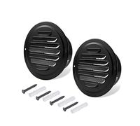 3 Inch Round Vent Covers, FocuVenHom Black Soffit Vent Stainless Steel Wall Vent Cover Louvered Grille Cover Air Vent Outlet with Built-in Fine Mesh for House, Office, Garage (75mm - 2PCS)