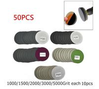 3 inch Sanding Discs 50pcs Hook&Loop Backing with 1000 1500 3000 5000 Grit Waterproof Silicon Carbide for Wet Dry Sanding and Polishing