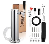 3 Inch Simple Tap, Kegerator Tower, Stainless Steel Beer Tap with Pre-Assembled Beer Line and Self-Closing Beer Tap, Leak-Proof, Low-Foam, Draft Beer Tap, Kegerator Parts for Bar Party