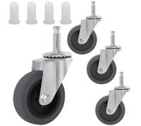 3-Inch Swivel Stem Caster for Rubbermaid Mop Bucket Utility Cart, 7/16" Stem Diameter Rubber Wheel Set of 4, Heavy Duty TPR Weber Grills Shop Vac Replacement Wheels