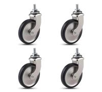 3-Inch Swivel Stem Casters With Brake For Hotel Restaurant Trolley Casters With 8x15 Threaded,Lightweight Total Capacity 160lbs for Workbench(Silvery Type 1)