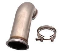 3 Inch V-band 90 Degree Elbow Adapter Stainless Steel Exhaust Downpipe Flange W/Clamp Pipe 6" Leg Silver WEFOLCC