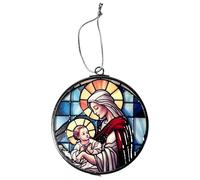 3-Inch Virgin Mary Stained Glass Style Suncatcher | Beautiful Religious Window Decoration