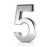 3 Inches 3D Mailbox Numbers Waterproof, Self Adhesive Address Number Stickers for Mail Boxes, Hotel Rooms, Door (Silver 5)