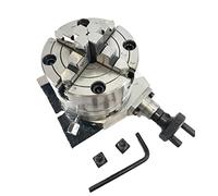 3" inches (75mm) 4 slots Horizontal and Vertical (H/V) Rotary Table with 80mm 4 Jaw Independent Dog Chuck with Back Plate and T-nuts for Milling Engineering Tools