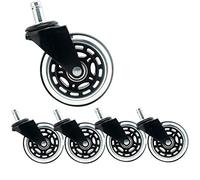3 inches 75mm Castor Wheels for Office Chair M11 Stem Casters for Furniture Swivel Castors 320kg Silent PU Universal Transparent Wheels for Trolley Baby Carriage 5 pcs