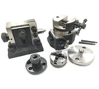 3" INCHES/80 MM TILTING ROTARY TABLE WITH ROUND VICE,ER20 COLLET ADAPTOR, TAILSTOCK & CHUCK W/BACK PLATE + FIXING T NUT BOLTS- MILLING INDEXING TOOLS (WITH 50 MM 4 JAWS SELF CENTERING CHUCK)
