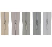 #3 Invisible Zip 8 Inch - Pack of 5 Close-End Concealed Zippers, Woven Tape, 5 Different Shades, Smooth Nylon Coil - Dressmaking, Skirts & Cushion Covers (Grey & Beige)
