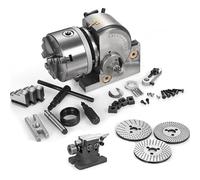 3 Jaw Chuck Rotary Indexing Head Kit for CNC Mill - Vertical Horizontal Divide Head with Tailstock and Dividing Plates for Drilling and Milling