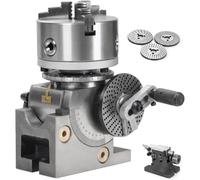 3-Jaw Dividing Head Set for Precision Milling, Semi Universal Design, 125/160/200mm Chuck, MT2 Tailstock, Divider Plates, 1:40 Ratio for CNC Mill Rotary Table