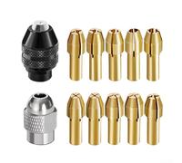 3 Jaw Drill Chuck and Replacement Rotary Nut Set with 10 Brass Collets for Drill Bit Shanks Ranging from 0 5mm to 3 2mm for Various Applications