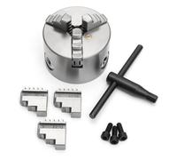 3-Jaw Lathe Chuck, 4 Inch Self Centering with T-Key Fixing Screws and Hexagon Wrench, Reversible Jaws for Internal External Grinding in Woodworking