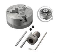 3 Jaw Lathe Chuck Manual Type with Alloy Build, Self Centering Clamps, and Mounting Bolts for Precise Lathe Grinding Tool Use (Chuck+8mm rod)