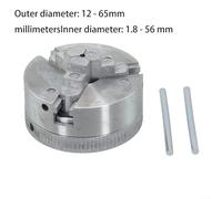 3 Jaw Manual Lathe Chuck Zinc Alloy Self Centering Precision Workholding Tool for Woodworking or Metal Lathes Z011 Model with 12-65 mm Clamping Range and
