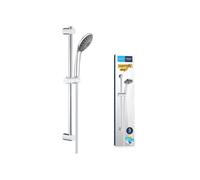 GROHE Vitalio Joy 110 Massage - 3 Spray Hand Shower Set (Water Saving 9.5 l/min flow Limiter Hand Shower 11 cm, Universal Shower Rail 60 cm, Silver Twist Stop Shower Hose 1.75 m), Chrome, 27333000