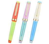 3 Jinhao 82 Fountain Pen Transparent Mixed Macaron Color Acrylic Extra Fine Point Gold Trim with Converter Set