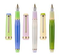 3 Jinhao 82 Fountain Pen Transparent Mixed Morandi Color Acrylic Medium Point Gold Trim with Converter Set