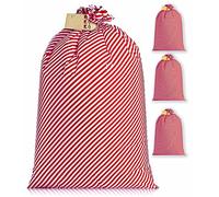 3 Jumbo Gift Bike Bags 3 Ft x 4.5 Ft - Big Enormous Extra Large Red White Candy Cane Christmas Stripe Wrapping with Gifts Tags - Plastic Sack Bag Wrap For Bulky Oversized Gigantic Awkward Presents
