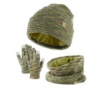 3 Kids Winter Hat Glove Sets Knitted Toddler Cap Touchscreen Mitten Neck Warmer for Boys Girls 5 14 Years Hat Gloves (Green, One Size)