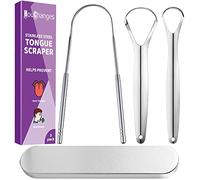 3 Kinds Tongue Scraper Gift Set,Stainless Steel Tongue Cleaners with Case Fresh Breath Restored Taste