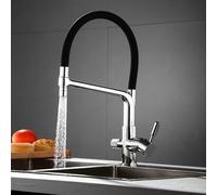 3 Kitchen Faucet with Drinking Water Filter Brass PullOut Spray Tap 360° Swivel Modern White Kitchen Mixer for Home & Restaurant Use