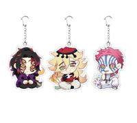 3 Kokushibo&Douma&Akaza Keychain Anime Figure Keyring Pendant Cute Acrylic Chain Decor Ghost Killing Merch