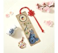 3 Korean Traditional Gold-Plated Metal Bookmarks with Tassel, Tiger and Magpie (Origin Hojakdo), Sipjangsaeng Fan - Clouds & Cranes, and Queen’s Robe Motif+ + 3 Envelopes