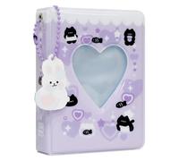 3" Kpop Photocard Binder - 40 Pocket Mini Album w/Pendant, White Collectible Photo Holder For Kid Wedding Family(PURPLE)