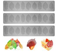 3 Lace Silicone Leaf Mould, Lace Mould for Leaf Cake, Fondant Cake Embossing Mat, for Chocolate, Fudge, Dessert, Cake Border Decoration