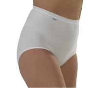 3 Ladies Smooth Cotton White Full Briefs with Lycra. Sizes 12-30 (12-14)