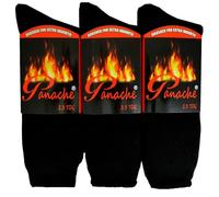 3 LADIES THERMAL HOT WORK, SLIPPERS, SKI, SPORTS SOCKS EXTRA THICK 2.3 TOG SIZE 4-7 (3 PAIRS BLACK SOCKS)