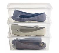 3 Lakeland Large Stackable Clear Ladies Shoe Boxes with Lids