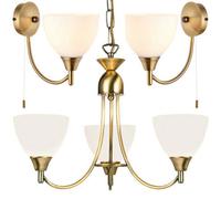 3 Lamp Ceiling & 2X Wall Light Pack Antique Brass Glass Matching Indoor Fittings