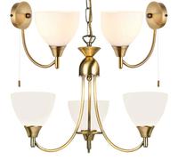 Flush/Hanging 3 Bulb Ceiling & 2X Wall Light Pack | Antique Brass & Frosted Glass Shade | Matching Indoor Lamp Fittings | Modern/Vintage Lounge Bedroom Lighting Set | LED Compatible & Dimmable kit